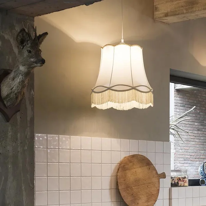 Retro závěsné svítidlo Granny 45 cm krémové