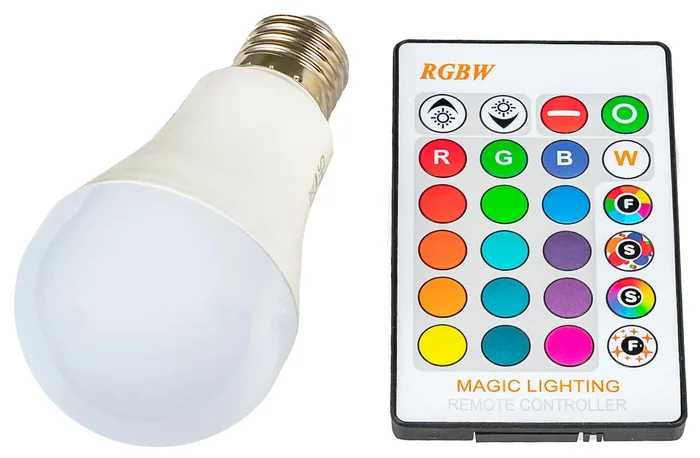 RGBW E27 5W LED žárovka s ovladačem