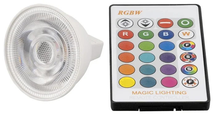 RGBW MR16 LED Žárovka 3W s Dálkovým Ovládáním