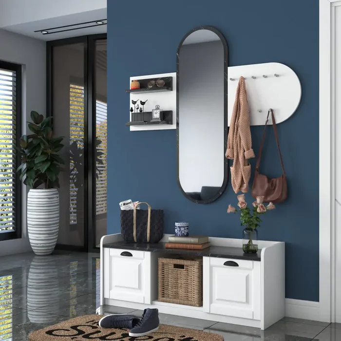 RIVOLI Předsíňová stěna bílá/mramor