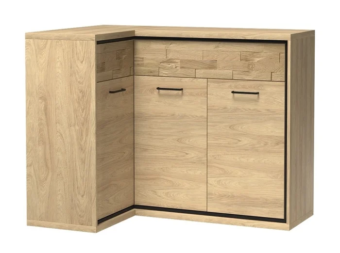 Rohová komoda IPPOLITO – dub hickory, levá