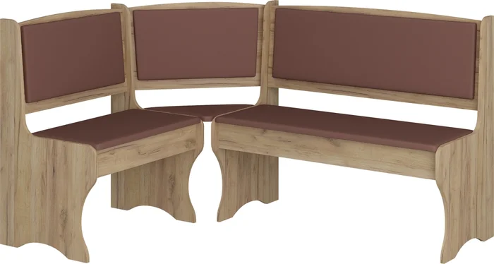 Rohová lavice BUREWALA craft zlatý, ekokůže hnědá