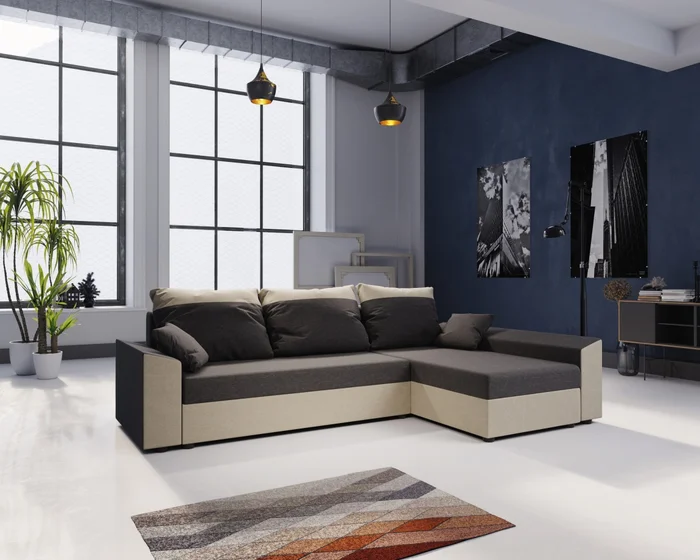 Rohová sedačka BUSH – světle šedá/krémová