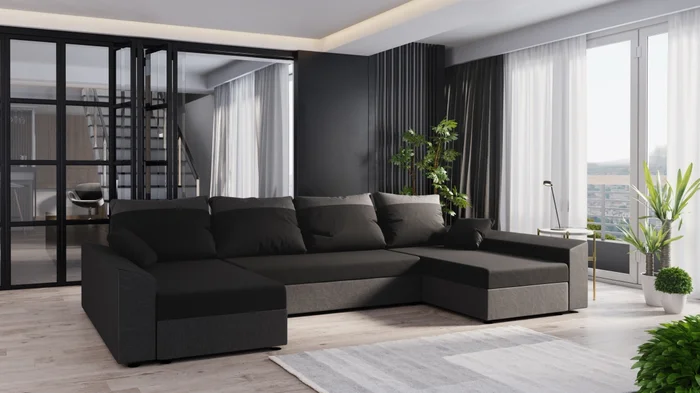 Rohová sedačka Bush U černá/tmavě šedá