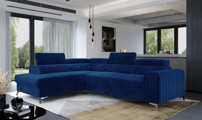 Rohová sedačka CURRAN 9 – levá, modrá látka