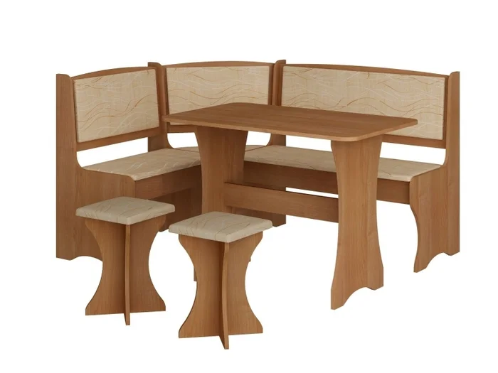 Rohový jídelní set BUREWALA s taburety – olše/Monaco, 5 let záruka