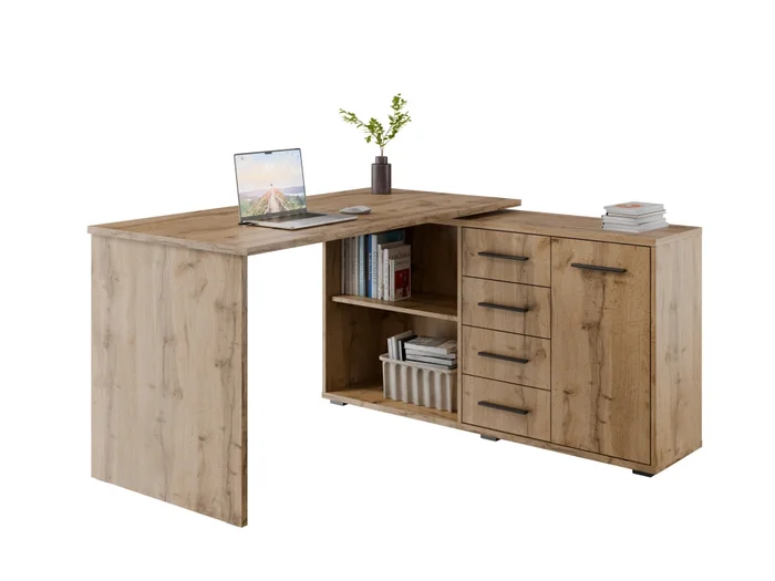 Rohový stůl NEJBY GIANNI – pravý, dub wotan