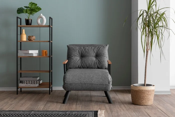 Rozkládací křeslo COMPACT – světle šedá