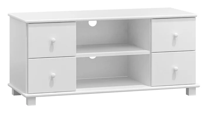 RTV stolek TAMONAD 3 – borovice masiv, šířka 118 cm, bílé moření
