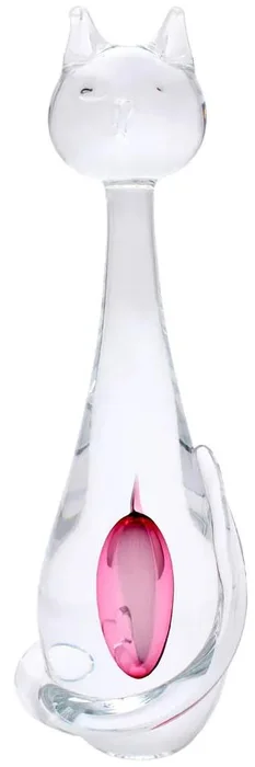 Ručně tvarovaná skleněná kočka 21 cm - České originální dekorace od Artcristal Bohemia