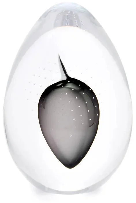 Ručně vyráběné skleněné těžítko Bohemia - Kouřově černé vajíčko, 10 cm