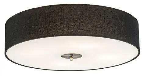 Rustikální černé stropní svítidlo Drum Jute 50 cm