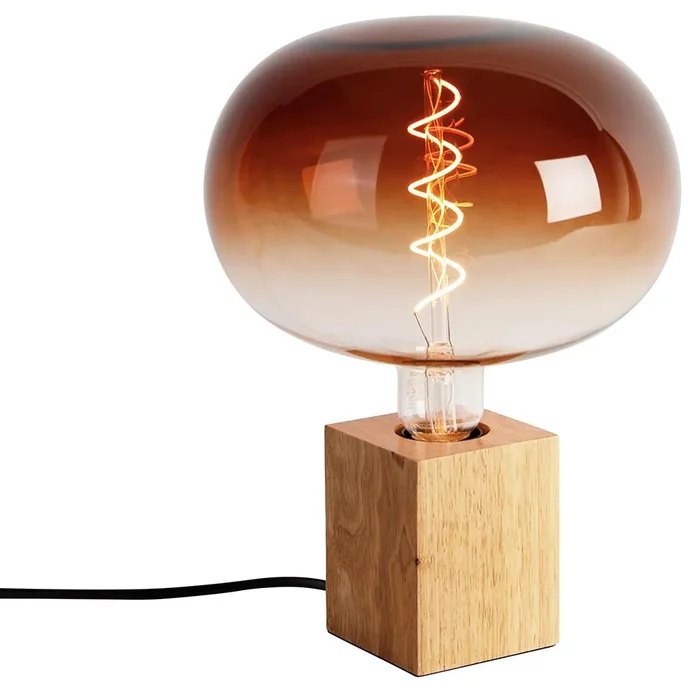 Rustikální dřevěná stolní lampa s LED - Bloc