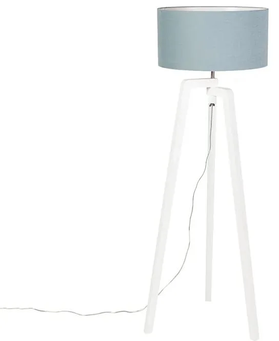 Rustikální stojací lampa s dřevěným rámem a minerálním stínidlem