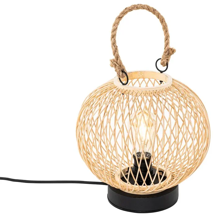 Rustikální venkovní ratanová stolní lampa Calamus