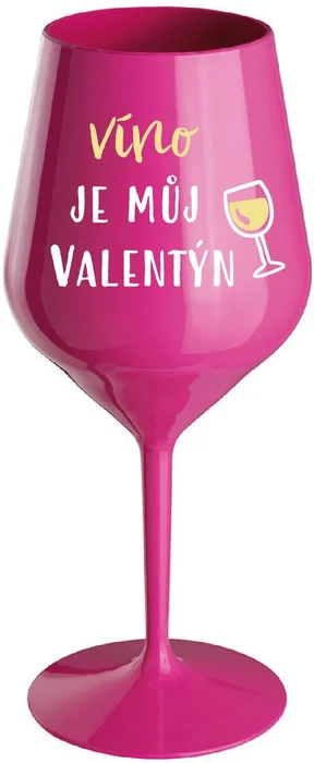 Růžová nerozbitná sklenice na víno 470 ml