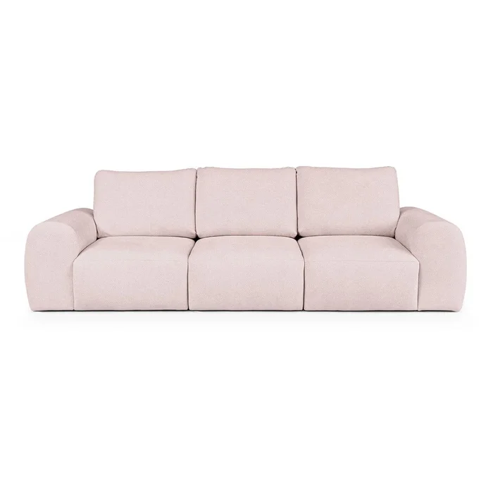 Růžová pohovka z bouclé textilie 287 cm Mirel