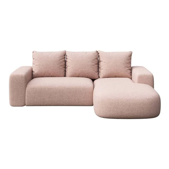 Růžová rohová pohovka Bouclé Monce