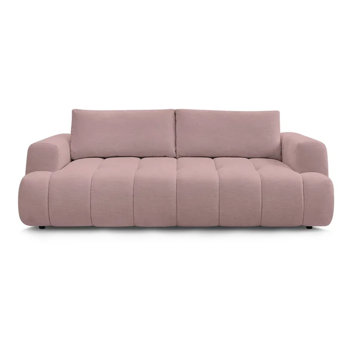 Růžová rozkládací pohovka Fuji 251 cm s úložným prostorem