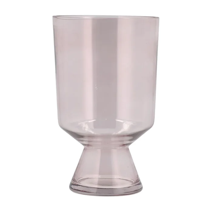 Růžová skleněná váza Drum, 24 cm