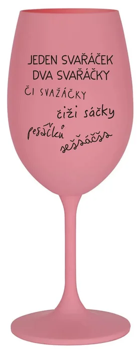 Růžová sklenice na víno 350 ml
