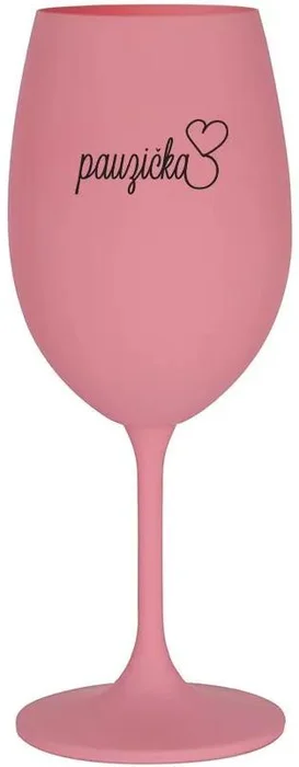 Růžová sklenice na víno PAUZIČKA 350 ml
