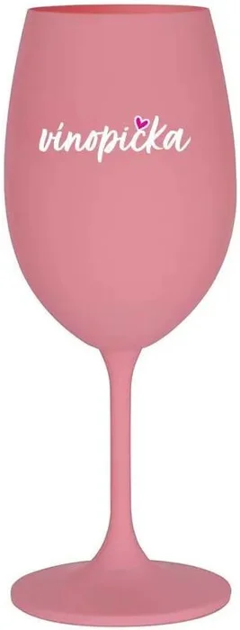 Růžová sklenice na víno VÍNOPIČKA 350 ml
