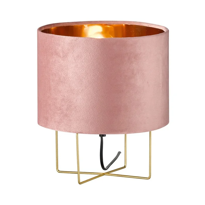 Růžová stolní lampa Aura s textilním stínidlem