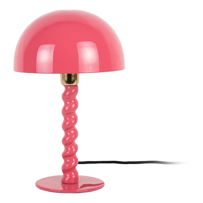 Růžová stolní lampa Prisa s kovovým stínidlem