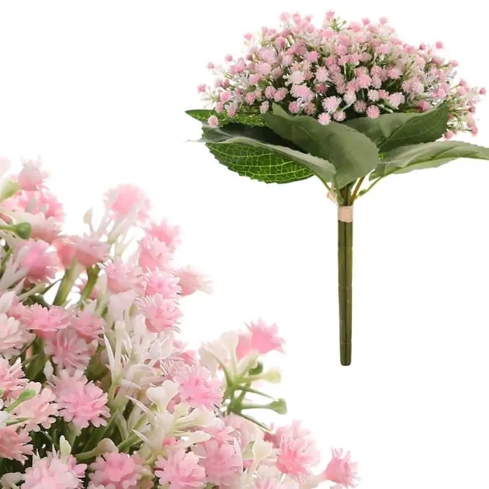 Růžová umělá květinová kytice Gypsophila KN6130