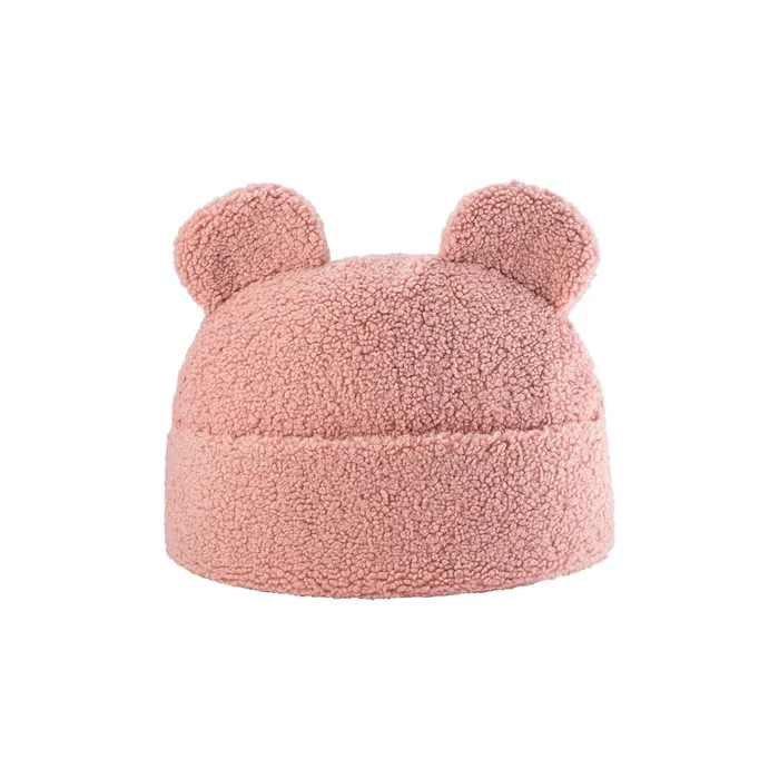 Růžový dětský polštář Teddy Pouch z bouclé textilie