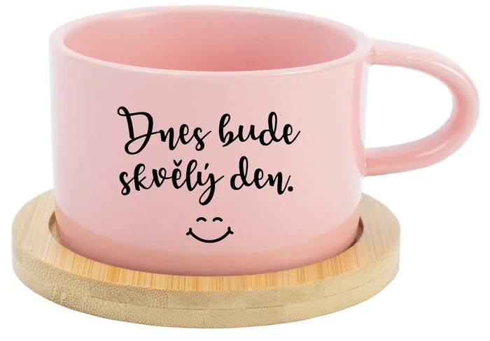 Růžový keramický hrnek Makronka 200 ml