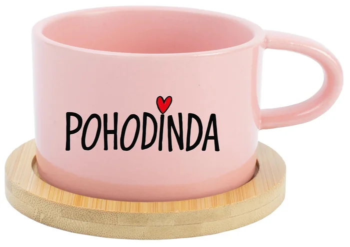 Růžový keramický hrníček Makronka 200 ml