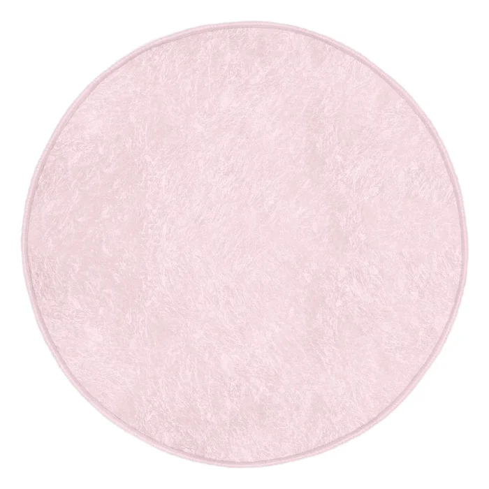 Růžový kulatý koberec 120 cm s pratelným povrchem