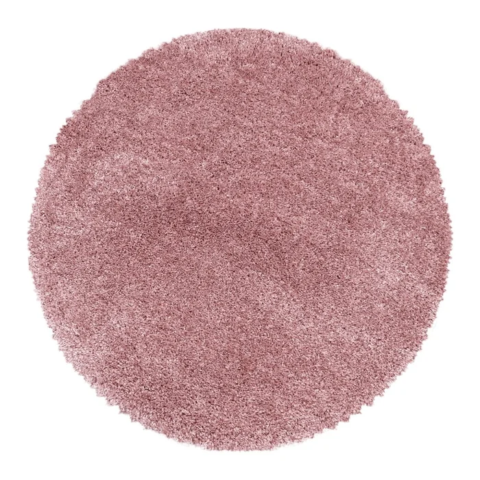 Růžový kulatý koberec 160 cm Fluffy