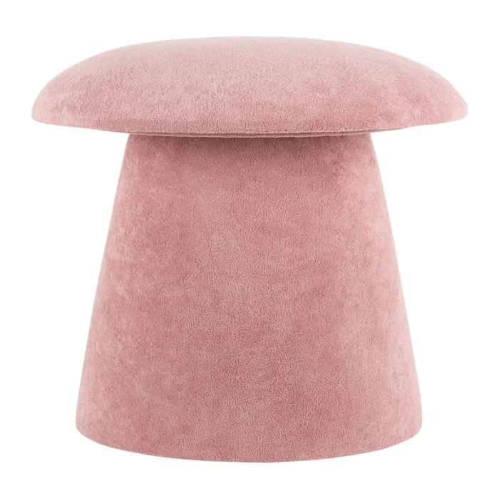 Růžový sametový taburet Mushroom
