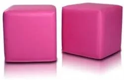 Růžový sedací vak taburetka kostka z ekokůže