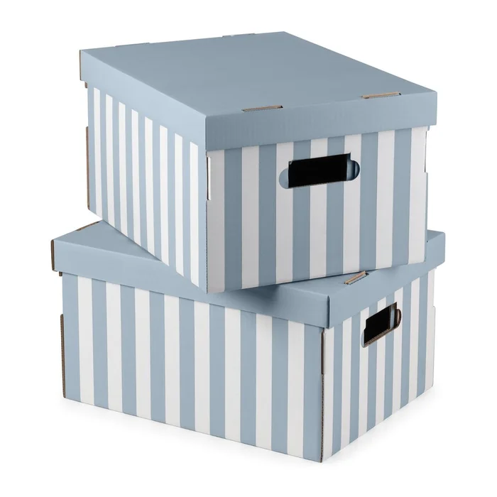 Sada 2 kartonových boxů s víkem Stripes