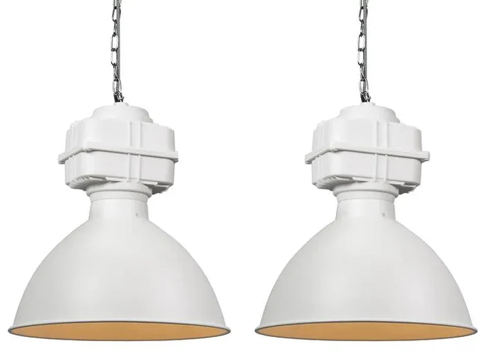 Sada 2 průmyslových závěsných lamp bílé matné