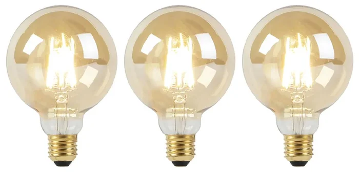 Sada 3 LED žárovek E27 G95 Warm Dim