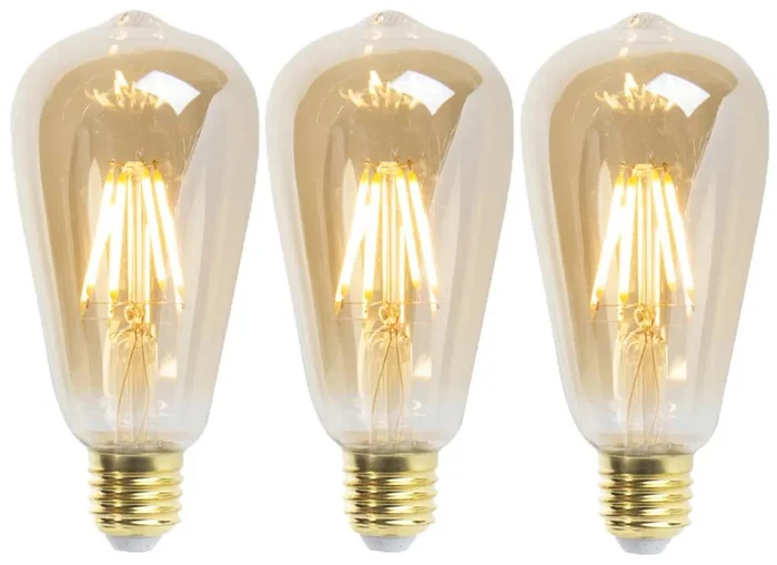 Sada 3 stmívatelných LED žárovek E27 ST64 Goldline 5W