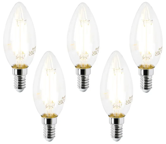 Sada 5 čirých LED žárovek E14 2,2 W, 470 lm, 2700 K