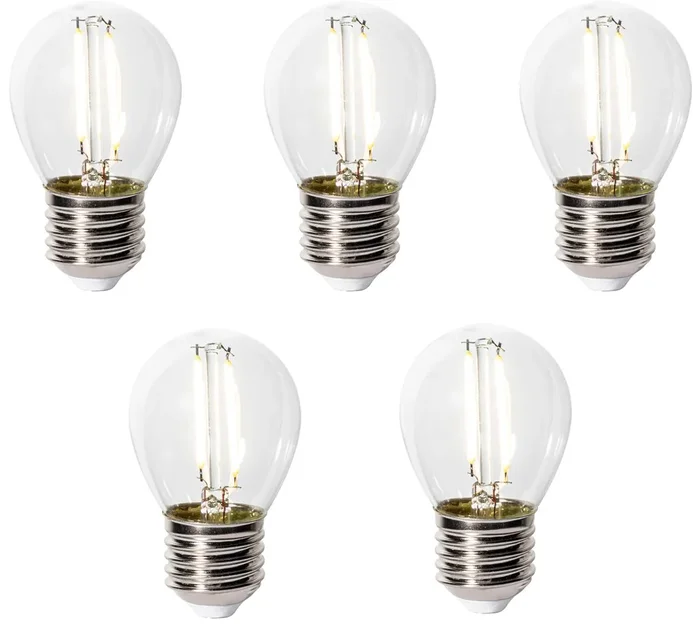 Sada 5 LED žárovek E27 P45 3W 3000K