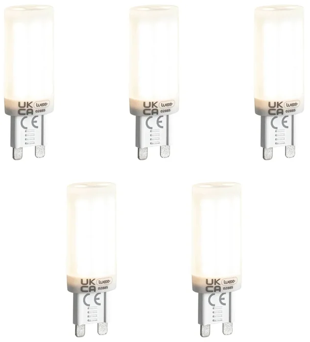 Sada 5 stmívatelných LED G9 žárovek 4,5 W opálové
