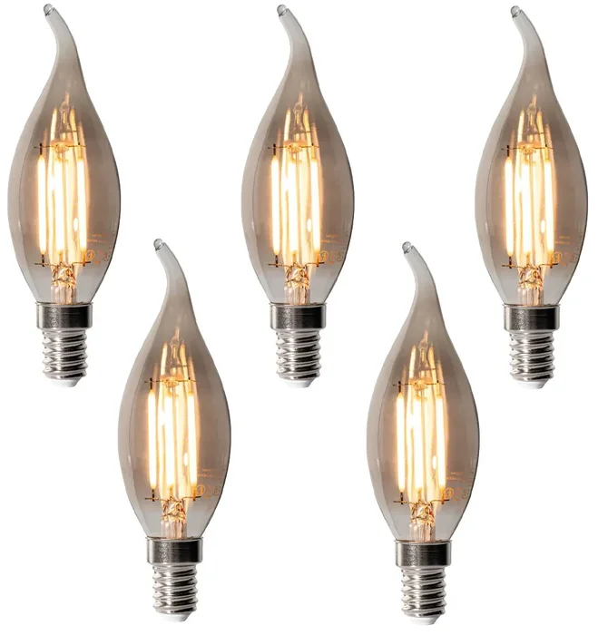 Sada 5 stmívatelných LED žárovek E14 4W kouřové