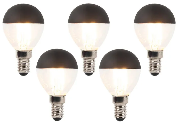 Sada 5 stmívatelných LED žárovek E14 P45 černá 300lm 2700K
