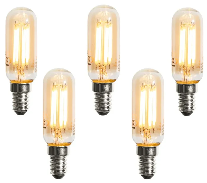 Sada 5 stmívatelných LED žárovek E14 T25 4W Zlatá