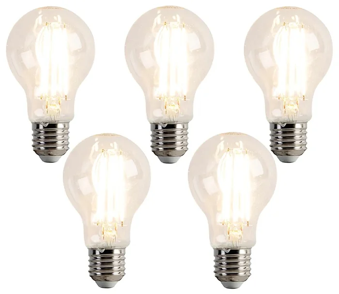 Sada 5 stmívatelných LED žárovek E27 A60 7W