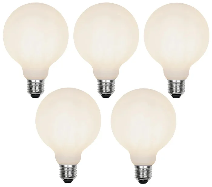 Sada 5 stmívatelných LED žárovek G95 5W E27 matné sklo