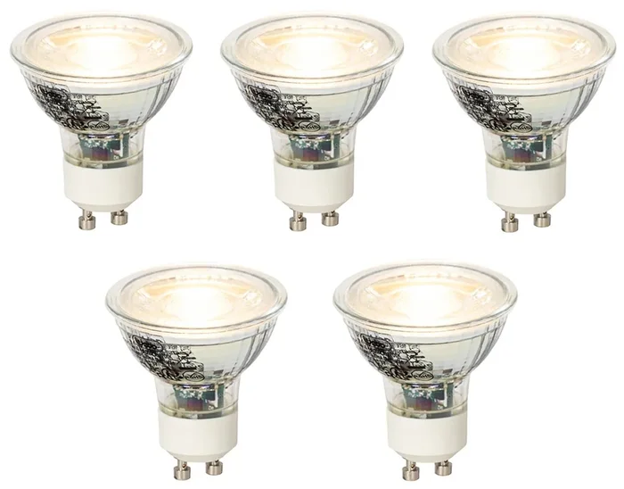 Sada 5 stmívatelných LED žárovek GU10 4W 300lm teplá bílá